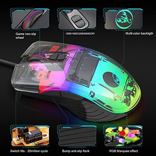 Ergonomic RGB RGB gaming mouse 6400 DPI adjustable 7- button gaming mouse USB optical mouse, suitable for portable computers