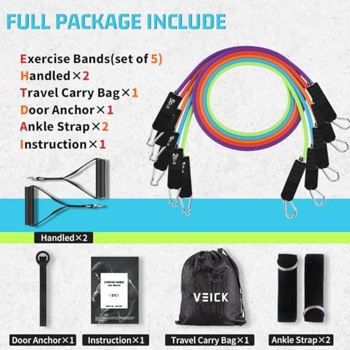 VEICK Resistance Bands with Handles, Exercise Tube Bands Set for Workouts