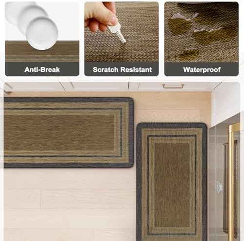 KIMODE Anti Fatigue Mats for Kitchen Floor,Farmhouse Kitchen Rugs Sets of 2