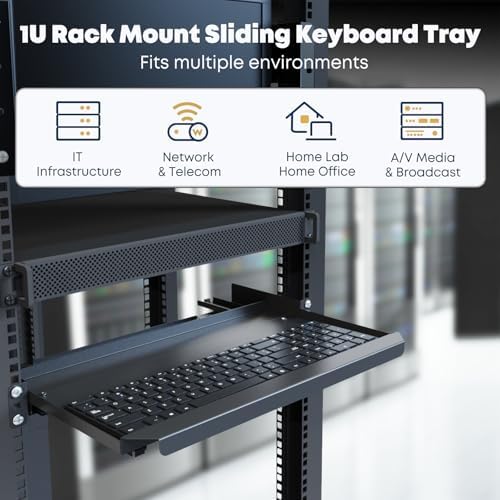 1U Rack Mount Keyboard Tray 9 1/4"-Deep