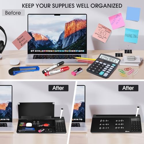 Varhomax Glass Desk Whiteboard Gray with Calculator
