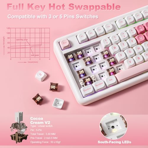 YUNZII B87 TKL Wireless Mechanical Keyboard (White Heart, Cocoa V2)