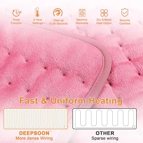 Heating Pad,Electric Heating Pads,Heating Pad for Back,Pink,40x20 Inch