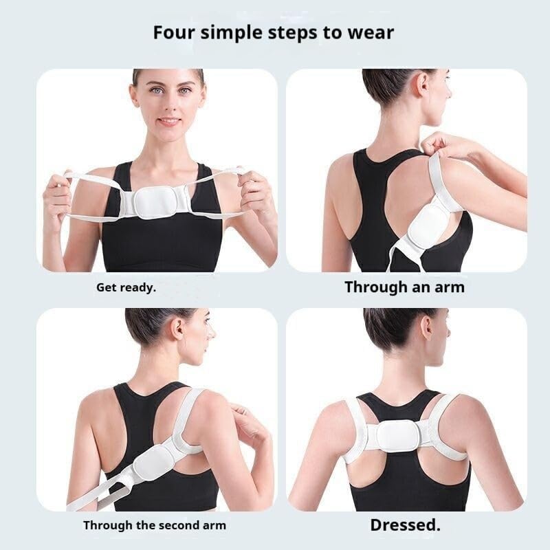 DeepCrush Adjustable Back Belt - Posture Corrector for Women and Men - Shoulder Brace - Upper Back Pain Relief - Neck Pain Support - Elasticity Belt for Standing and Sitting