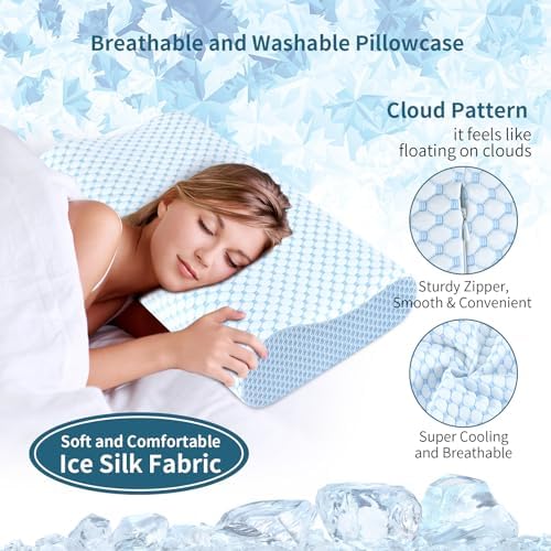 Cervical Pillow for Neck Pain Relief, Contour Memory Foam Pillows for Sleeping, Ergonomic Pillow Cooling Pillow Bed Pillow Neck Support for Side Back Stomach Sleepers (Blue)