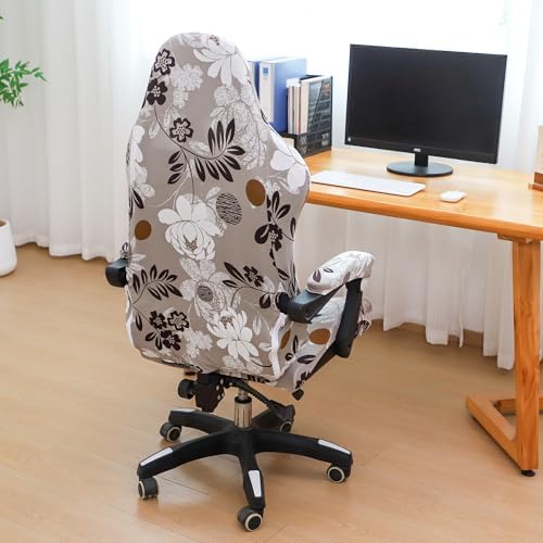 FORCHEER Gaming Chair Cover with Armrest Covers Floral Stretch Racing Computer Chair Slipcover Set Washable 4 Pieces