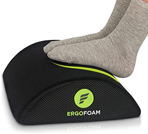 ErgoFoam Foot Rest for Under Desk at Work - Premium Under Desk Footrest - Desk Foot Rest for Lumbar, Back, Knee Pain - Ergonomic Foot Stool Under Desk (Black, Mesh)
