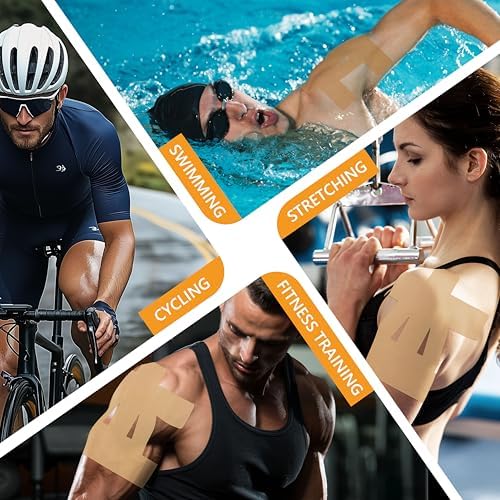 Precut Kinesiology Tape for Shoulder – 14 PCS Elastic Shoulder Support Tape, Waterproof & Breathable, Hypoallergenic Sports Tape for Pain Relief, Beige