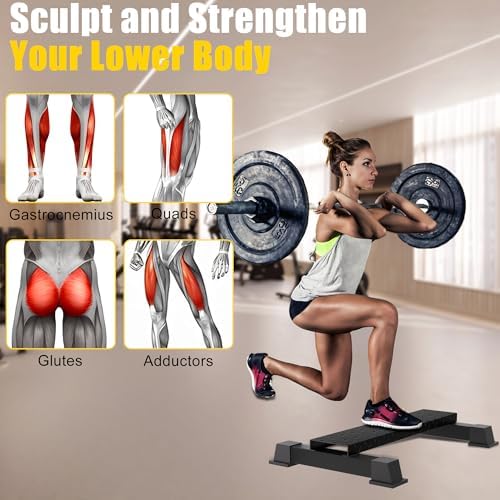 Calf Raise Block, Heavy-Duty Steel Calf Trainer, Multifunctional Standing Calf Workout Bar for Calf Stretch, Squat, and Lower Body Exercises, Anti-Slip Solid Platform Perfect for Home Gym
