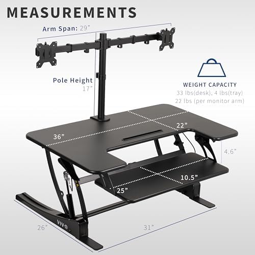 VIVO Black 36 inch Desk Riser with Monitor Mount, DESK-KIT-0V02
