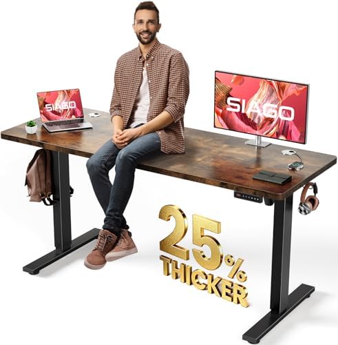 SIAGO 63 x 24 Inch Electric Standing Desk, 0.8 Inch Thick Tabletop