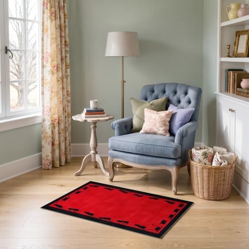 2'x3' Red Cat Crimson Artistic Ultra-Soft Accent Mat