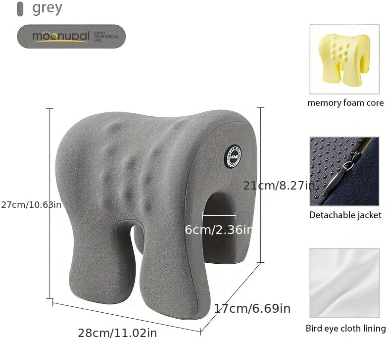 Multifunctional Headrest, Office Chair Neck Pillow, Ergonomic Memory Foam Desk Pillow, Office Chair Headrest Accessory, Universal Neck Support Pillow for Car, Office and Gaming Use (Gray)