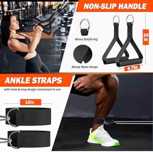 WHATAFIT Resistance Bands with Handles, 150 lb Exercise Bands Set