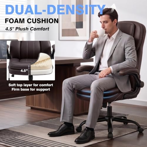 Ergonomic Leather Office Chair, Executive Desk Chair High Back