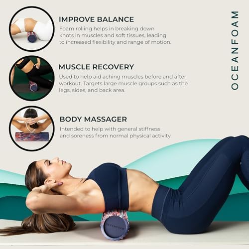 Oceanfoam Tidal Exercise Foam Roller (Red, Dark Navy & Natural Marbled)