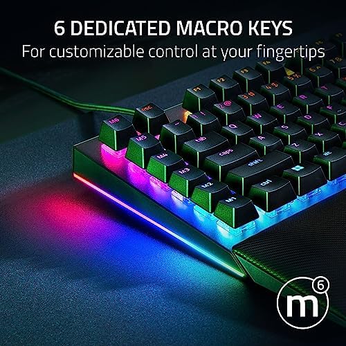 Razer BlackWidow V4 Mechanical Gaming Keyboard: Green Switches Tactile & Clicky - Chroma RGB - 6 Dedicated Macro Keys - Magnetic Wrist Rest- Multi-Function Roller &Media Keys (Renewed)