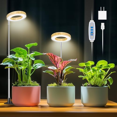 Aokrean Plant Grow Light, Full Spectrum for Indoor Plants with Base 2 Pack