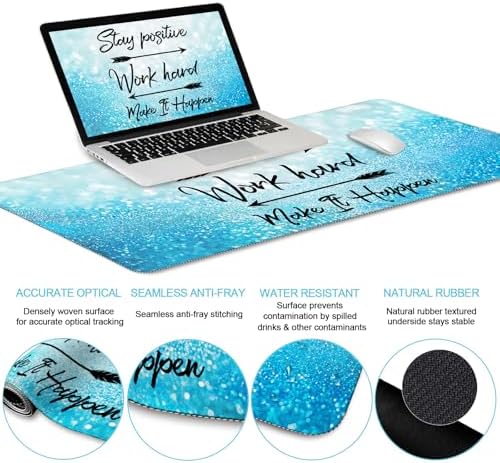 LIMKRIAN Desk Mat Pad Set, Large Mouse Pad with Wrist Rest, Stay Positive