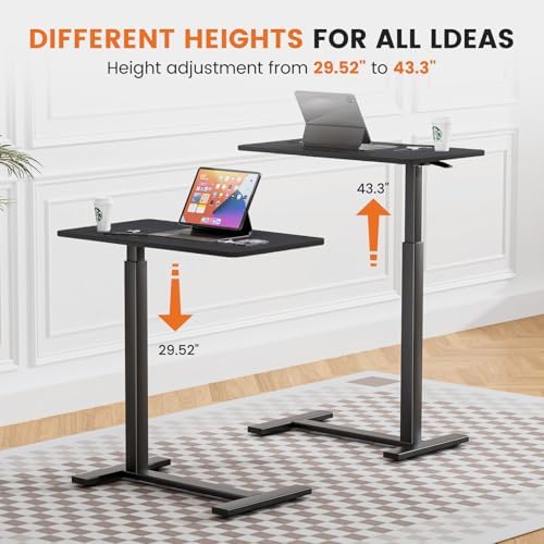 Sweetcrispy Overbed Table, Adjustable Rolling Desk, Mobile Standing Desk