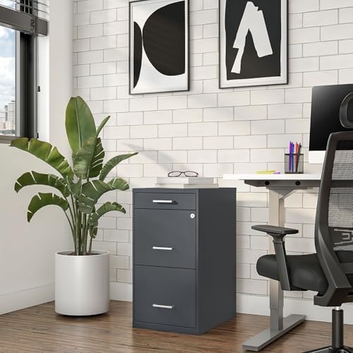Staples 3-Drawer Vertical File Cabinet, Letter/Legal, Locking, Charcoal