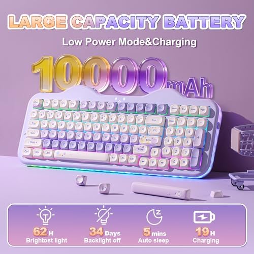 YUNZII C98 Cute Cake Wireless Mechanical Keyboard(Purple, Milk Switch)