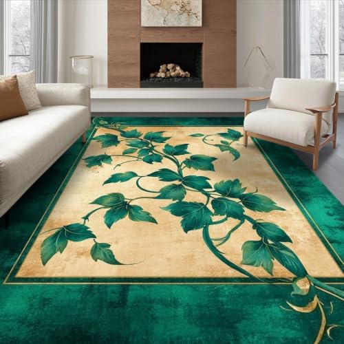8'x10' Green Cat Cat-Inspired Vine Symmetry Ultra-Soft Area Rug