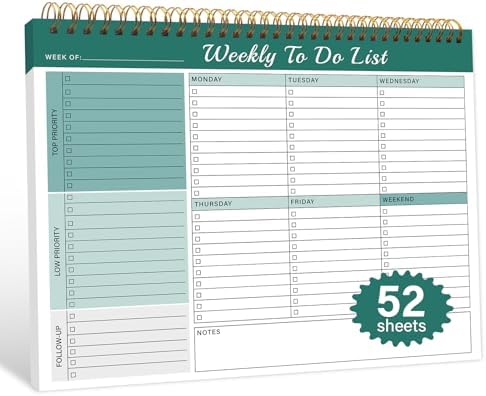 TREES Weekly To-Do List Notepad, 52-Week Desk Planner Organizer, 8.5" x 11"