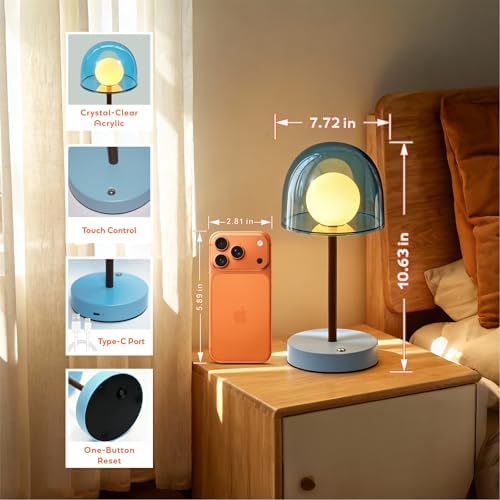 Blue Cordless Nursery Lamp, LED Small Kids Lamp, Shower Lamp IP44