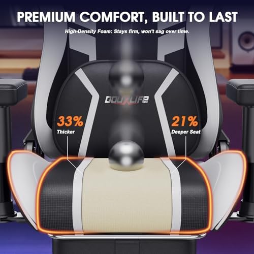 Douxlife 3D Massage Gaming Chair with Footrest, Ergonomic PC Desk Chair