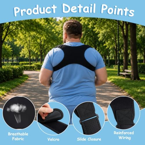 Extra Large Posture Corrector for Women & Men Plus Size, Black, 5XL