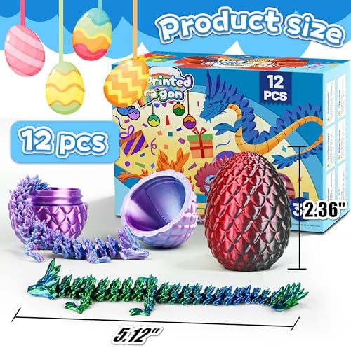 12pcs 3D Printed Dragon Eggs, Articulated Fidget Toys