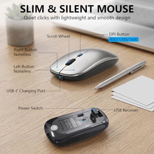 Wireless Keyboard and Mouse Combo, Ultra Slim Switch Scissor, Silent Design