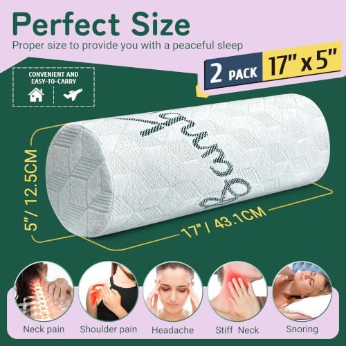 Cervical Roll Pillow, Cylinder Neck Pillow with Removable Washable Cover