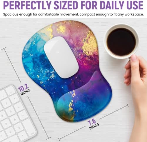 Ergonomic Mouse Pad with Wrist Rest, Gel Wrist Support, Gold Splash