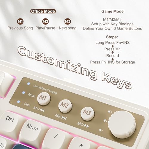 AULA S99 Gaming Keyboard, Wireless Green Creamy Computer Keyboards