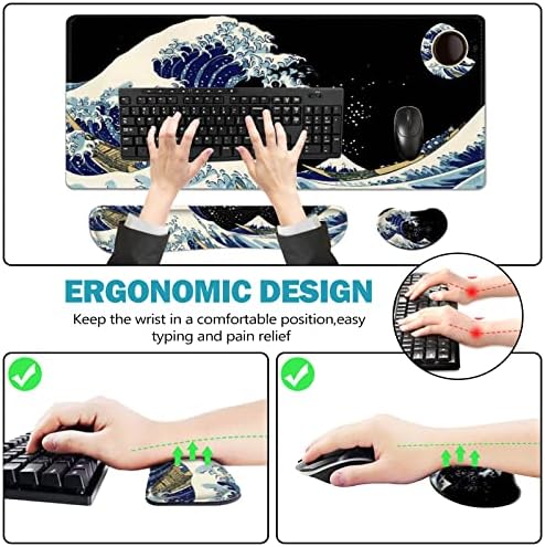 ToLuLu Extended Gaming Mouse Pad, Ergonomic Keyboard Mouse Wrist Rest Set