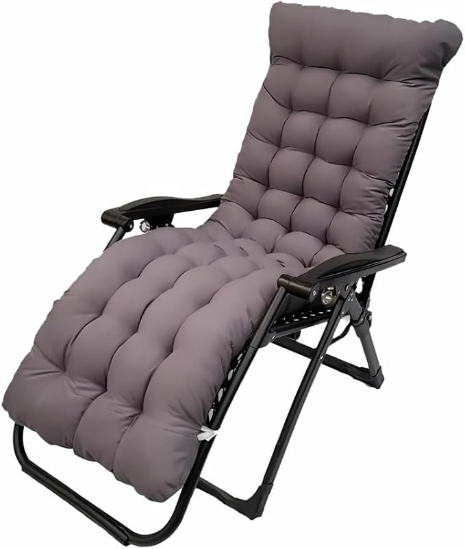 Patio Chaise Lounger Cushion， IndoorOutdoor Rocking Chair Sofa Cushion with 6 Ties， Thick Padded Swing Bench Cushion，61x18.9x3.1in (Dark Grey)