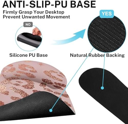 Britimes Ergonomic Mouse Pad Set with Wrist Rest, Leopard Rose Gold Pink