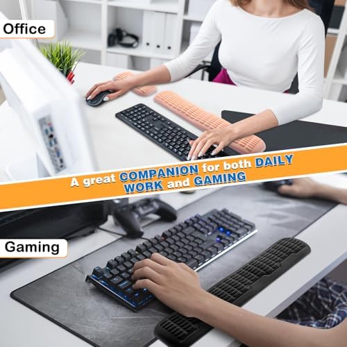 UnivoColors Memory Foam Keyboard Wrist Rest,Latest 3.0 Wave Curve Design,High-Resilience Memory Foam Non-Slip Base,Fits Compact Keyboards,Ideal for Work and Gaming(Ivory)