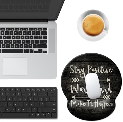 Mouse Pad Wrist Support,Ergonomic Mouse Pad with Wrist Rest,Comfortable Mousepad with Smooth Wrist Rest,Pain Relief Mouse Pads for Non-Slip Base,Computer,Laptop,Office,Home(Black Inspirational Quote)