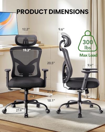 Marsail Ergonomic Office & Gaming Chair with Lumbar Support & 2D Headrest