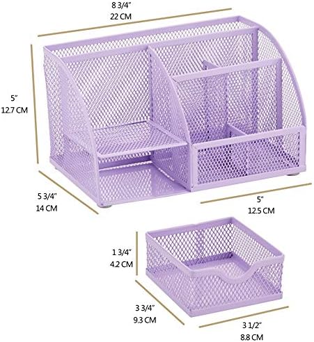 Exerz Metal Mesh Desk Organizer 7 Compartments with Drawer Light Purple