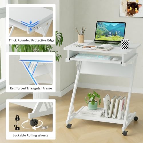 ALISENED Computer Desk for Small Spaces Compact Desk with Keyboard Tray