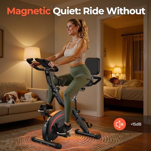 PLENY Folding Exercise Bike, 5 IN 1 Indoor Stationary Bikes for Home