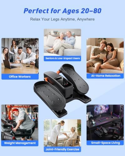 Under Desk Elliptical Machine, Quiet Seated Pedal Exerciser for Senior, Elliptical Exercise Machine Leg Exerciser for Home Office with Monitor, Remote and 12 Adjustable Speeds