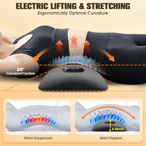FunBy Lumbar Support Pillow,Triple Fusion Back Massager for Sciatica Gray