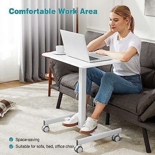 DUMOS Small Standing Desk with Wheels, Laptop Desk, 19 Inch