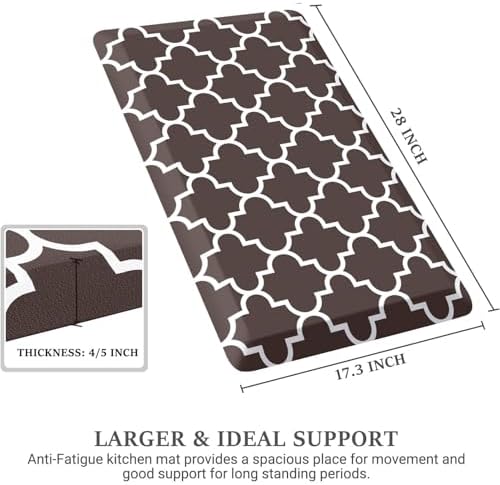 WISELIFE Anti Fatigue Floor Mat, 17.3" x 28", 4/5 Inch, Chocolate