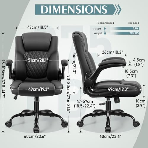Leather Office Chair, PU Home Computer Desk Chairs with Ergonomic Back Support, 360°Swivel Free，Small Gaming Chair with Wheels and Adjustable Armrests, for Short People Use